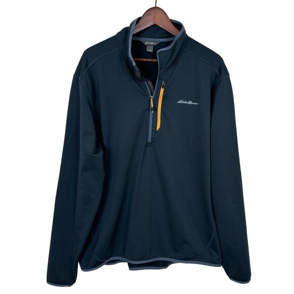 Eddie Bauer Gray Yellow Pullover Sweatshirt Fleece Lined Men’s XL - Picture 1 of 5